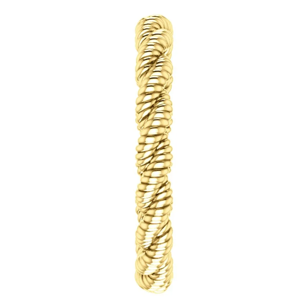 14k Yellow Gold Twisted Rope Band Size 8