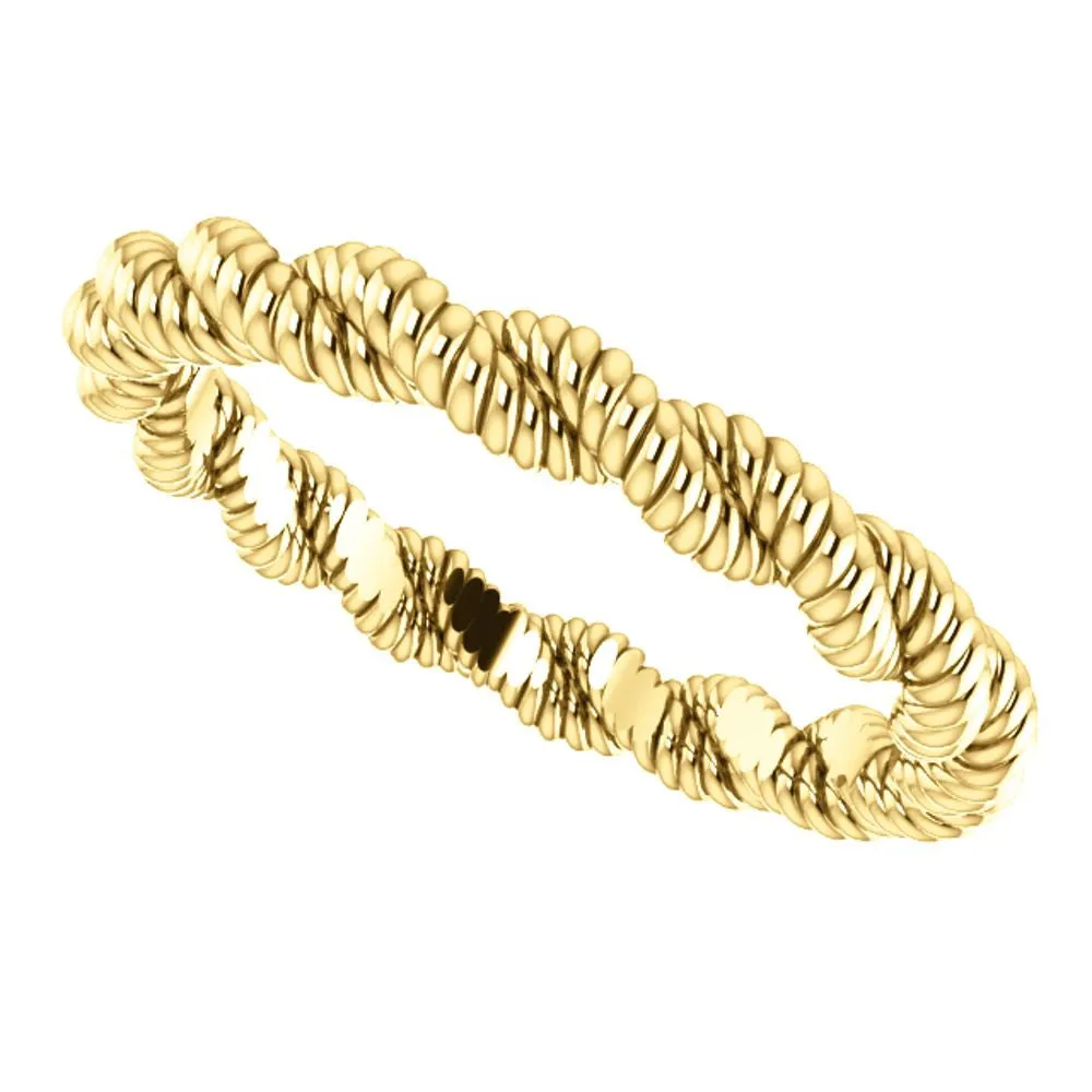 14k Yellow Gold Twisted Rope Band Size 8