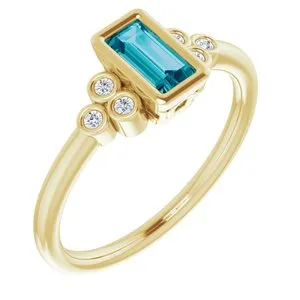 14K Yellow London Blue Topaz & .06 CTW Diamond Ring
