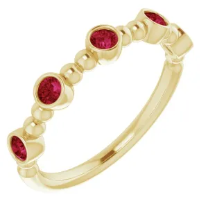 14K Yellow Natural Ruby Stackable Ring