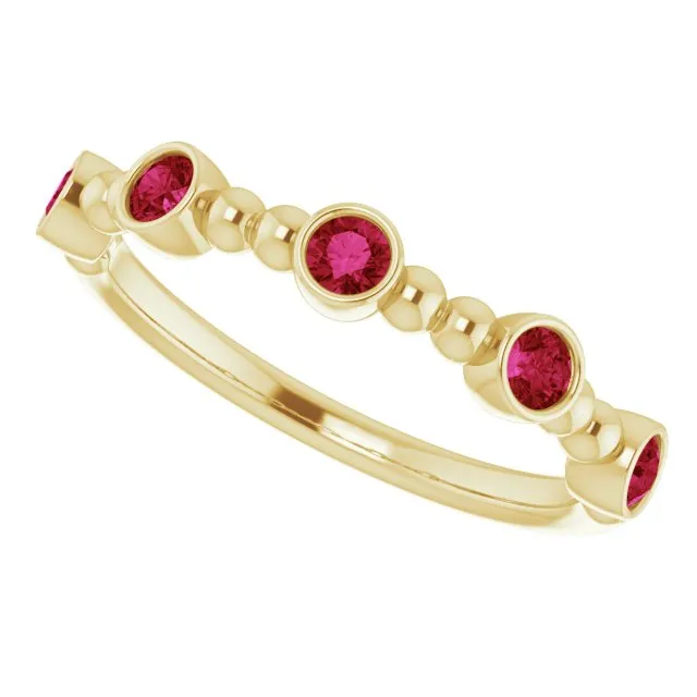 14K Yellow Natural Ruby Stackable Ring