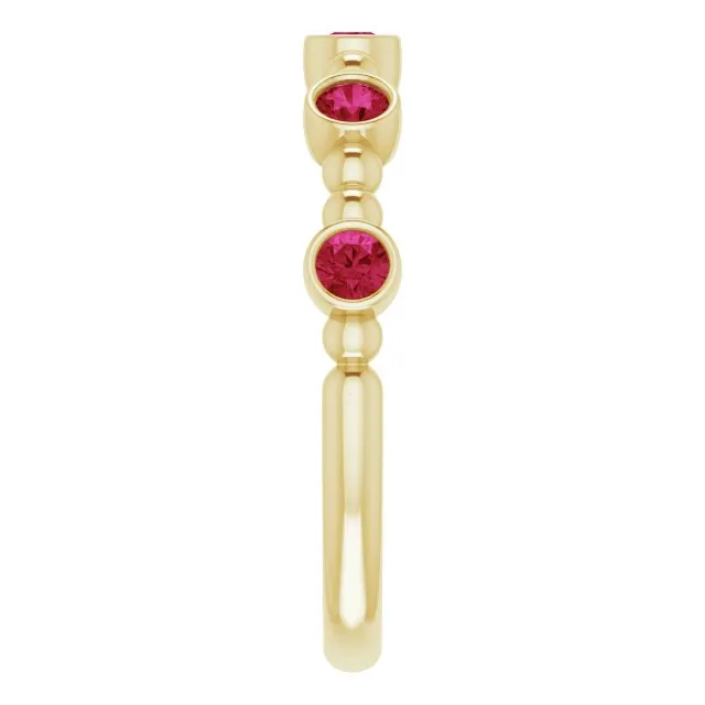 14K Yellow Natural Ruby Stackable Ring