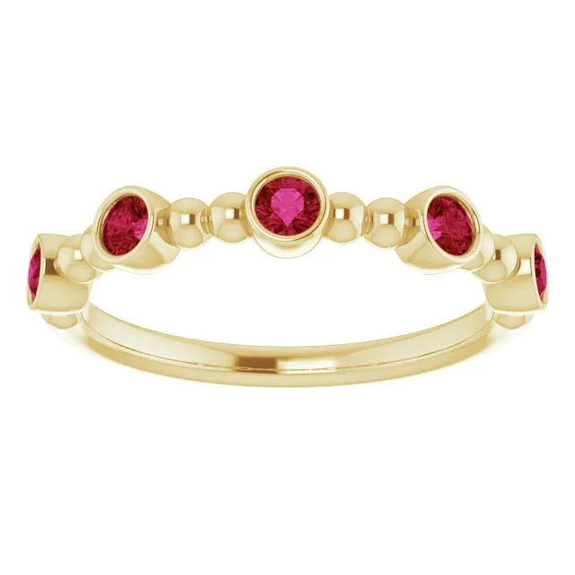 14K Yellow Natural Ruby Stackable Ring