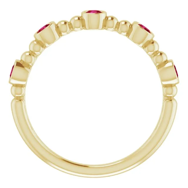 14K Yellow Natural Ruby Stackable Ring