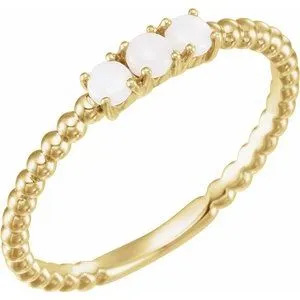 14K Yellow Opal Stackable Beaded Ring