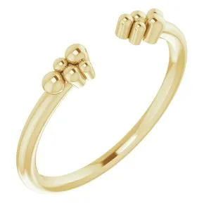 14K Yellow Stackable Beaded Negative Space Ring