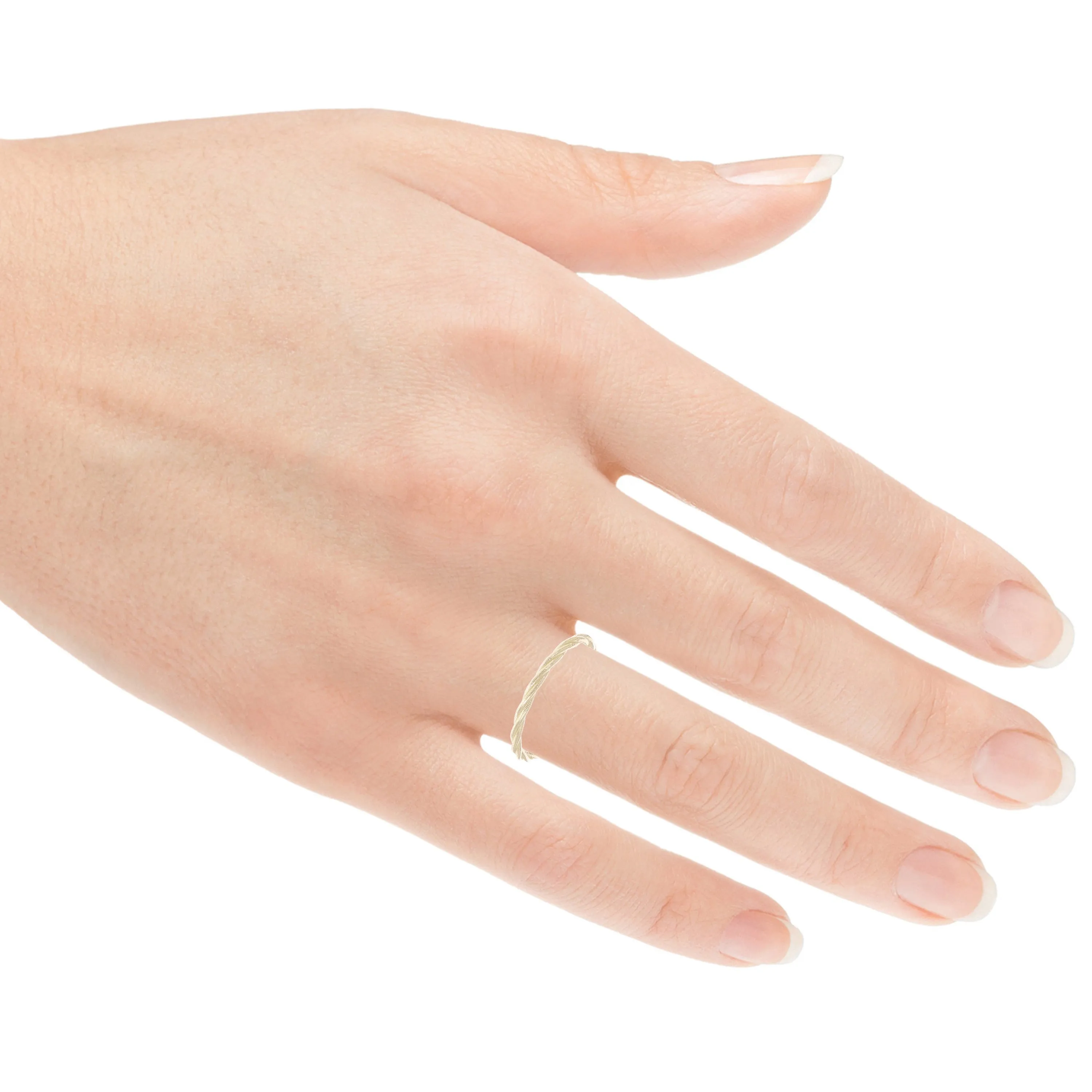 14k Yellow White or Rose Gold Twisted Rope Bright Polished Textured Finish Stackable Ring Band Size 5