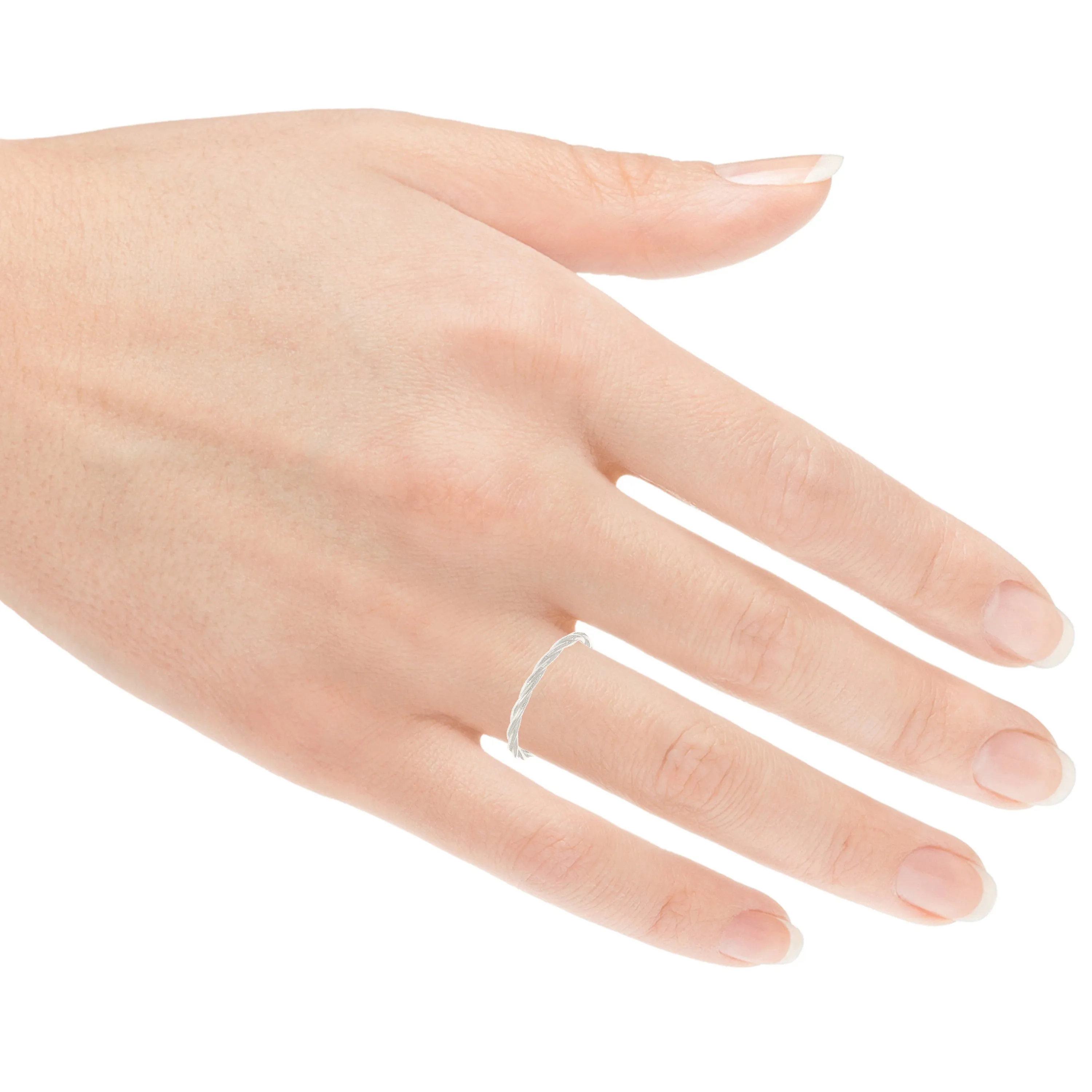 14k Yellow White or Rose Gold Twisted Rope Bright Polished Textured Finish Stackable Ring Band Size 5