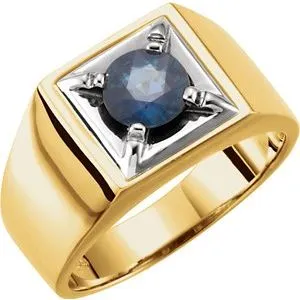 14K Yellow/White Blue Sapphire Illusion Ring