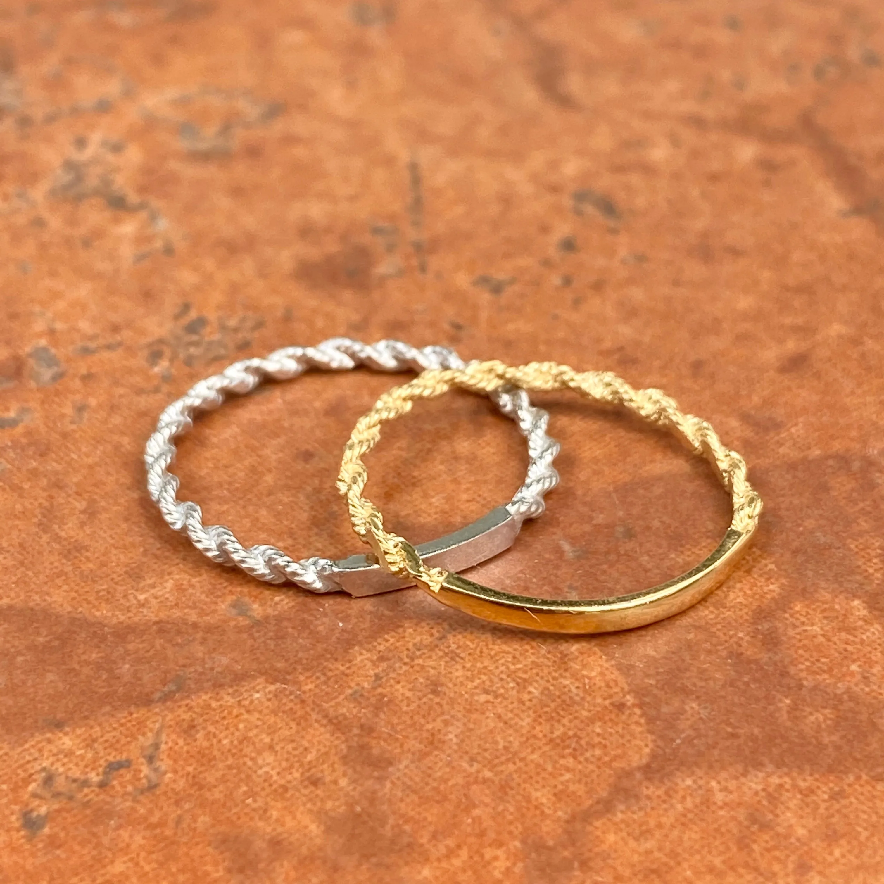 14KT White Gold Diamond-Cut Rope Twist Band Ring