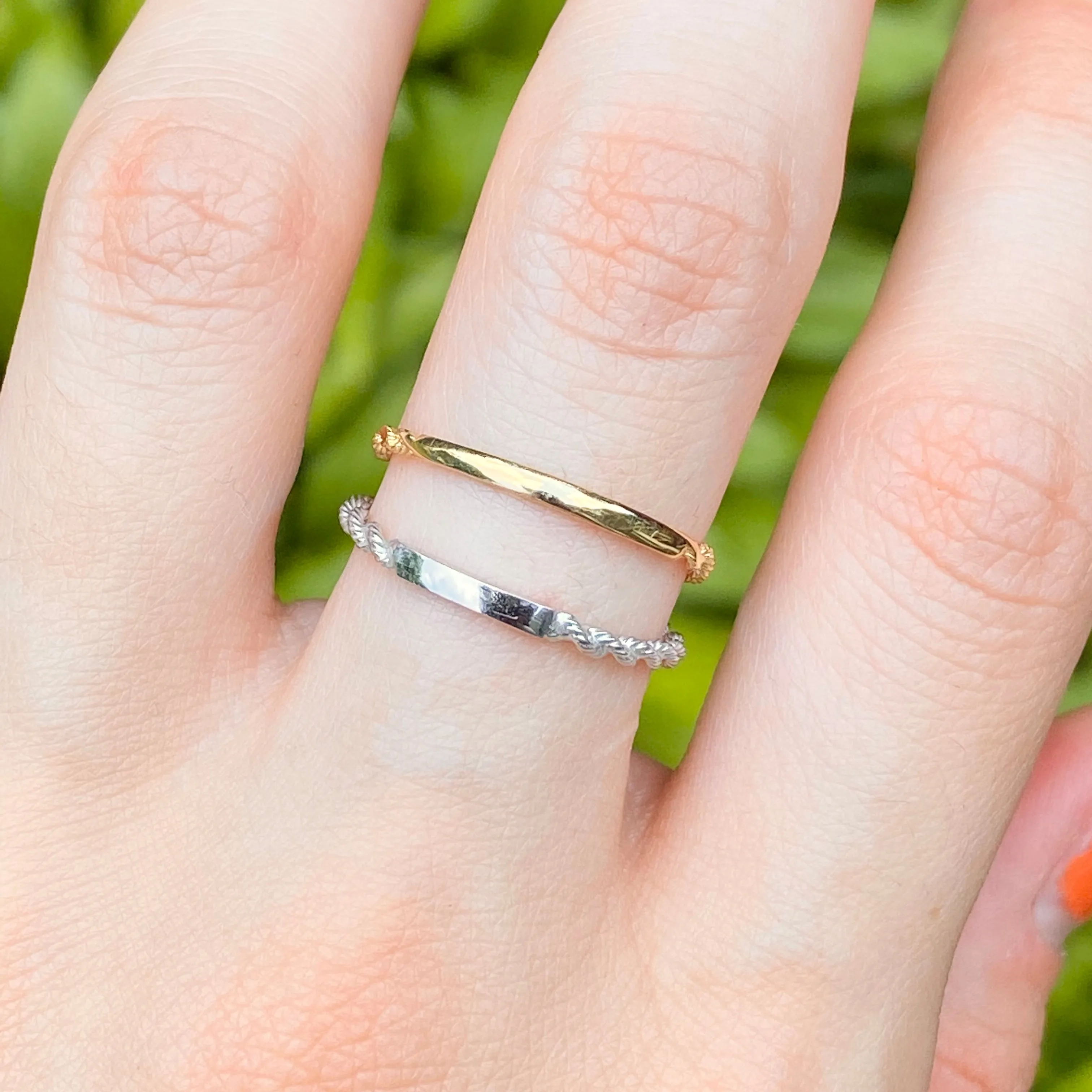 14KT White Gold Diamond-Cut Rope Twist Band Ring