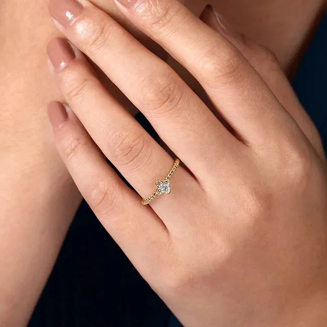 14KY Diamond Cluster Clover and Bujukan Bead Ring