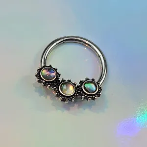 16 Gauge 3/8 Brown Faux Shell Circle Of Glam Hinged Segment Ring