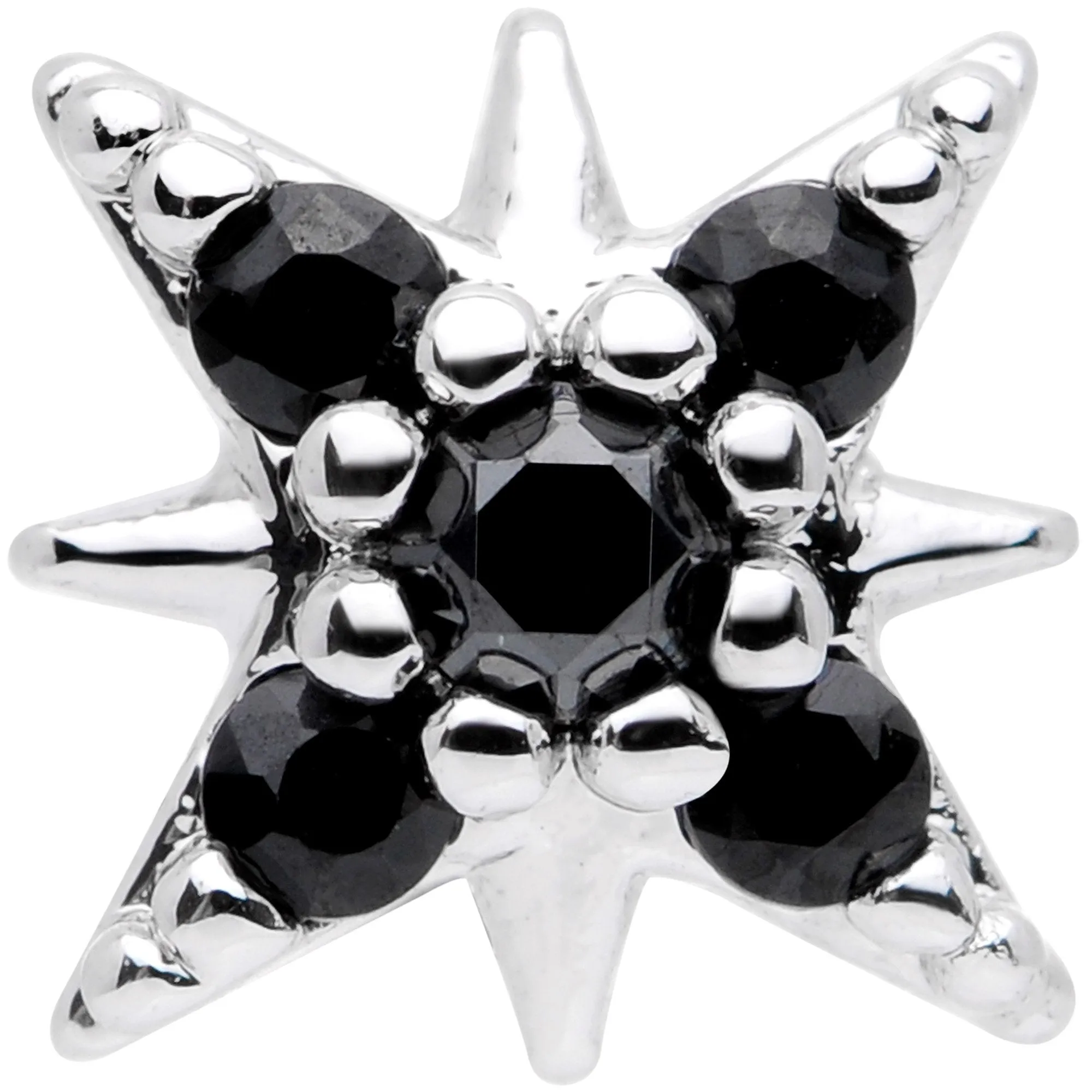 16 Gauge 5/16 Black Gem Compass Star Labret Monroe Tragus