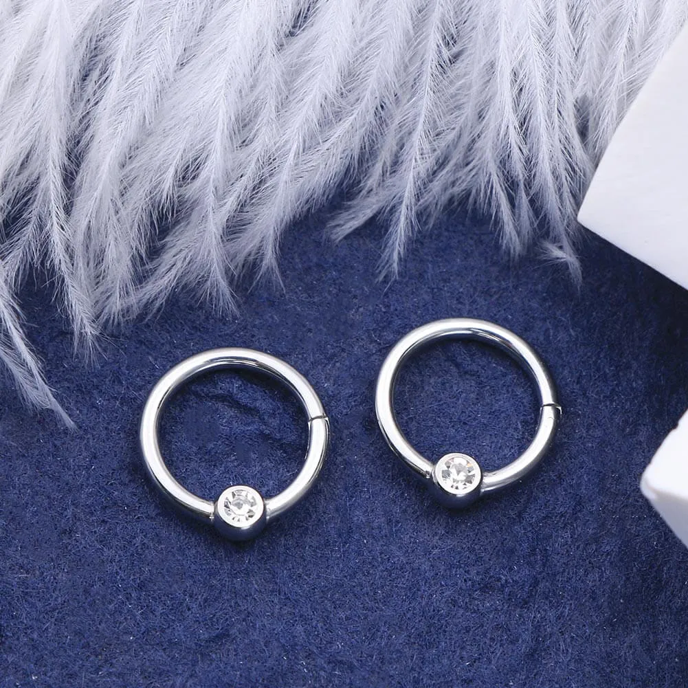 16G Clear CZ Hinged Segment Daith Septum Ring