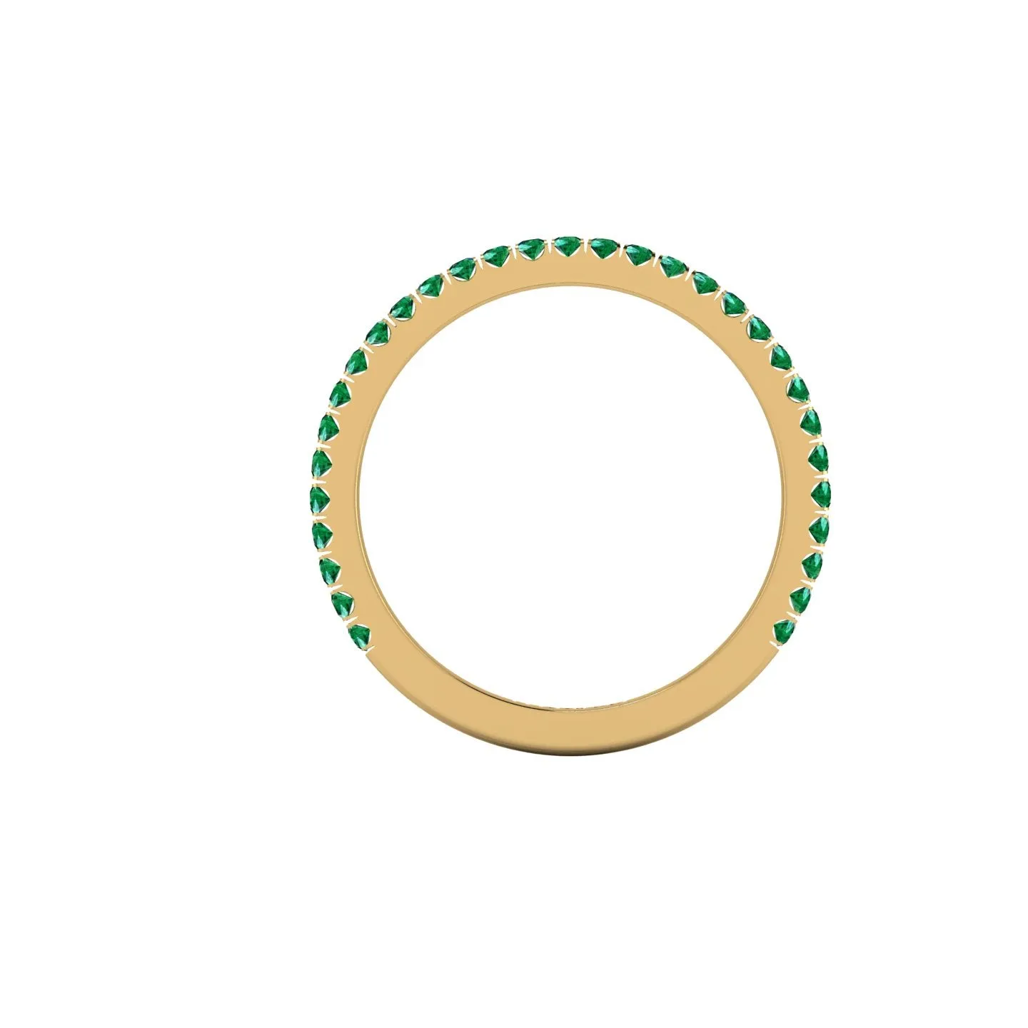 18 Karat Yellow gold Thin Emerald Pavé Stackable Band Ring
