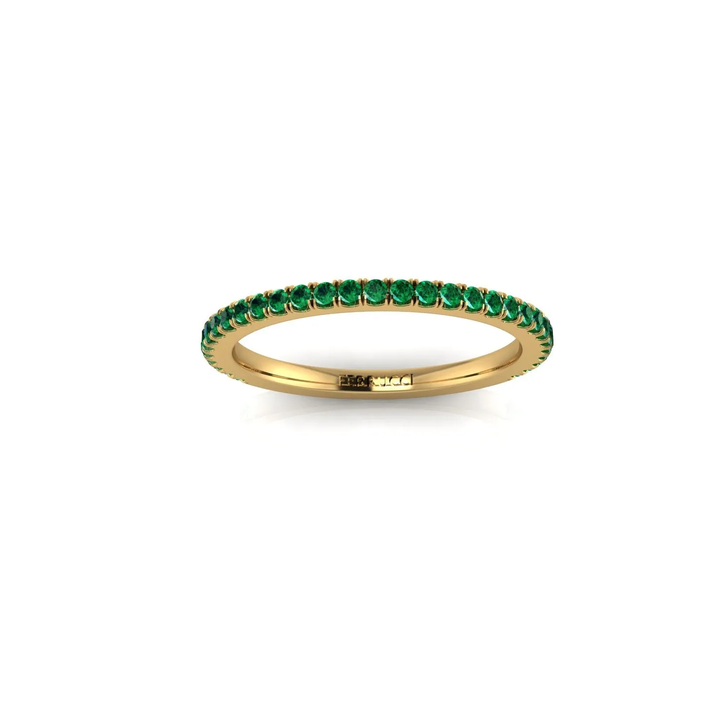18 Karat Yellow gold Thin Emerald Pavé Stackable Band Ring