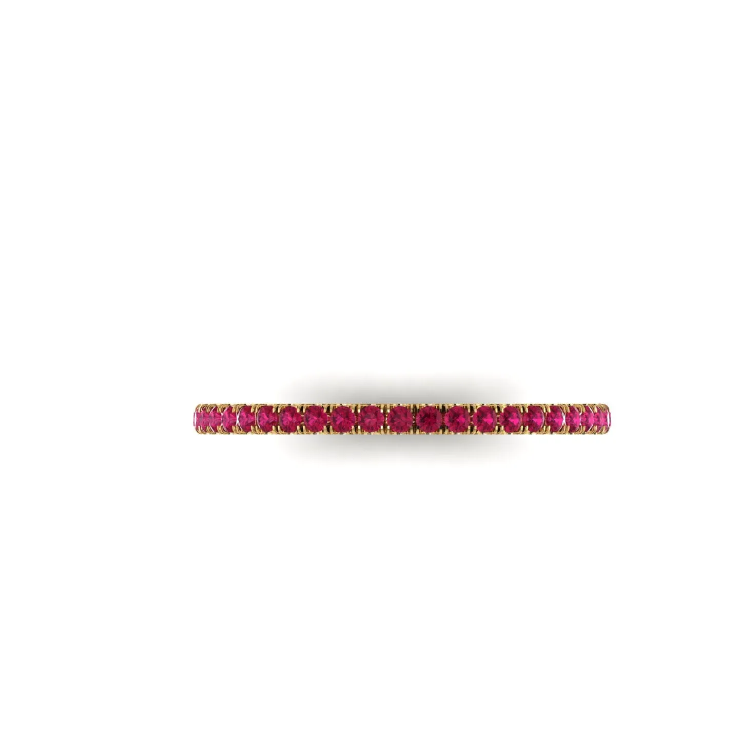18 Karat Yellow Gold Thin Ruby Pavé Stackable Band Ring