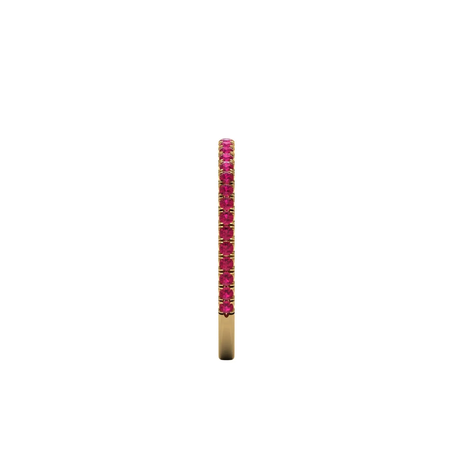 18 Karat Yellow Gold Thin Ruby Pavé Stackable Band Ring