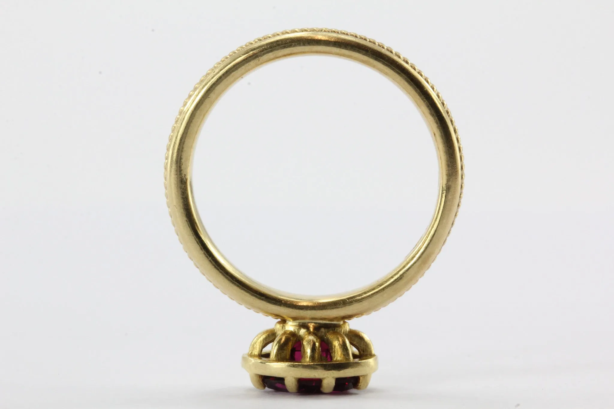18K Gold Red Rubellite Tourmaline Ring 1.15 CTW