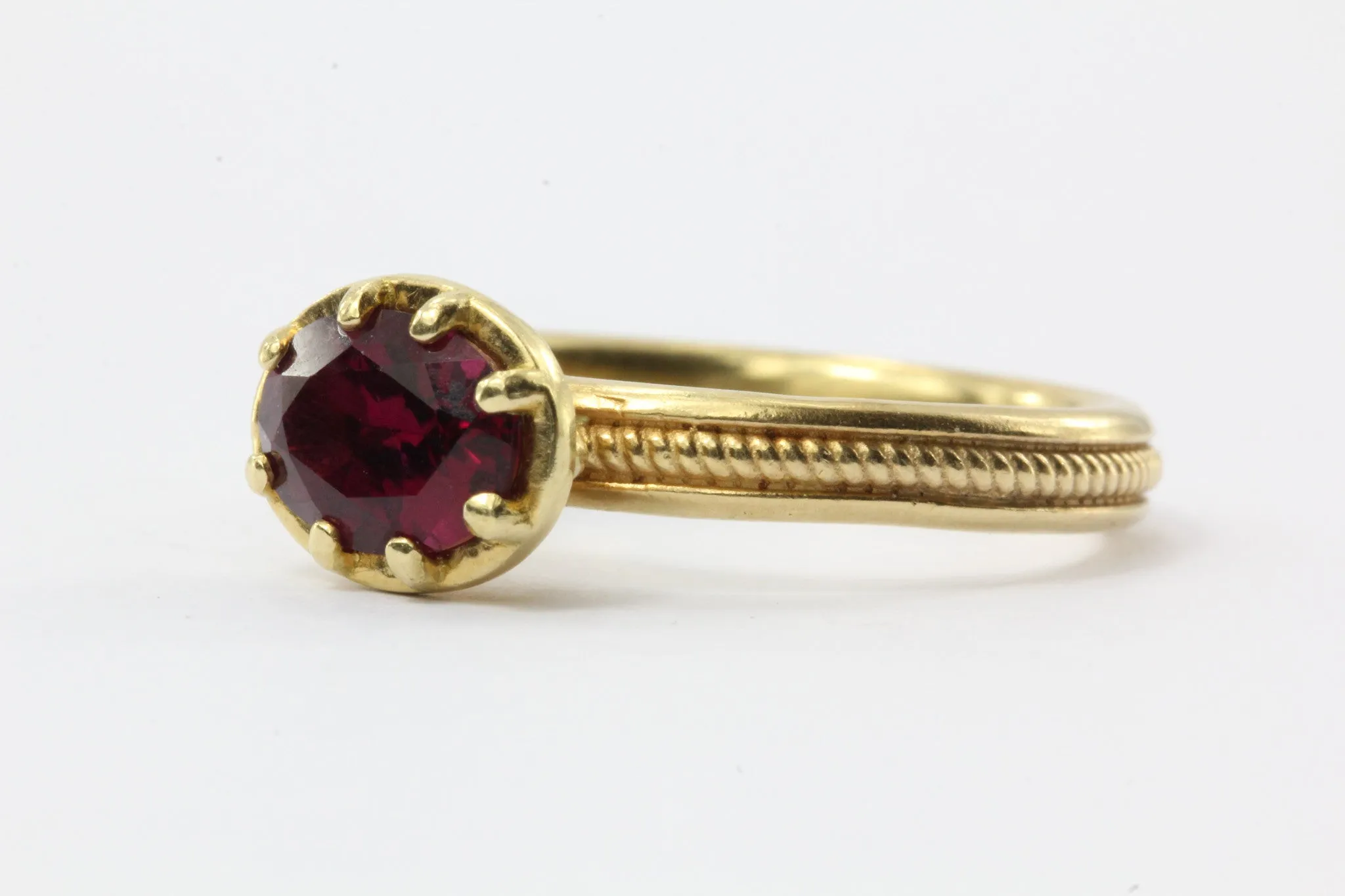 18K Gold Red Rubellite Tourmaline Ring 1.15 CTW