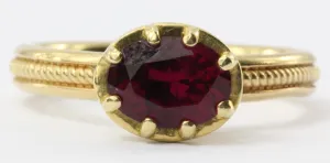 18K Gold Red Rubellite Tourmaline Ring 1.15 CTW