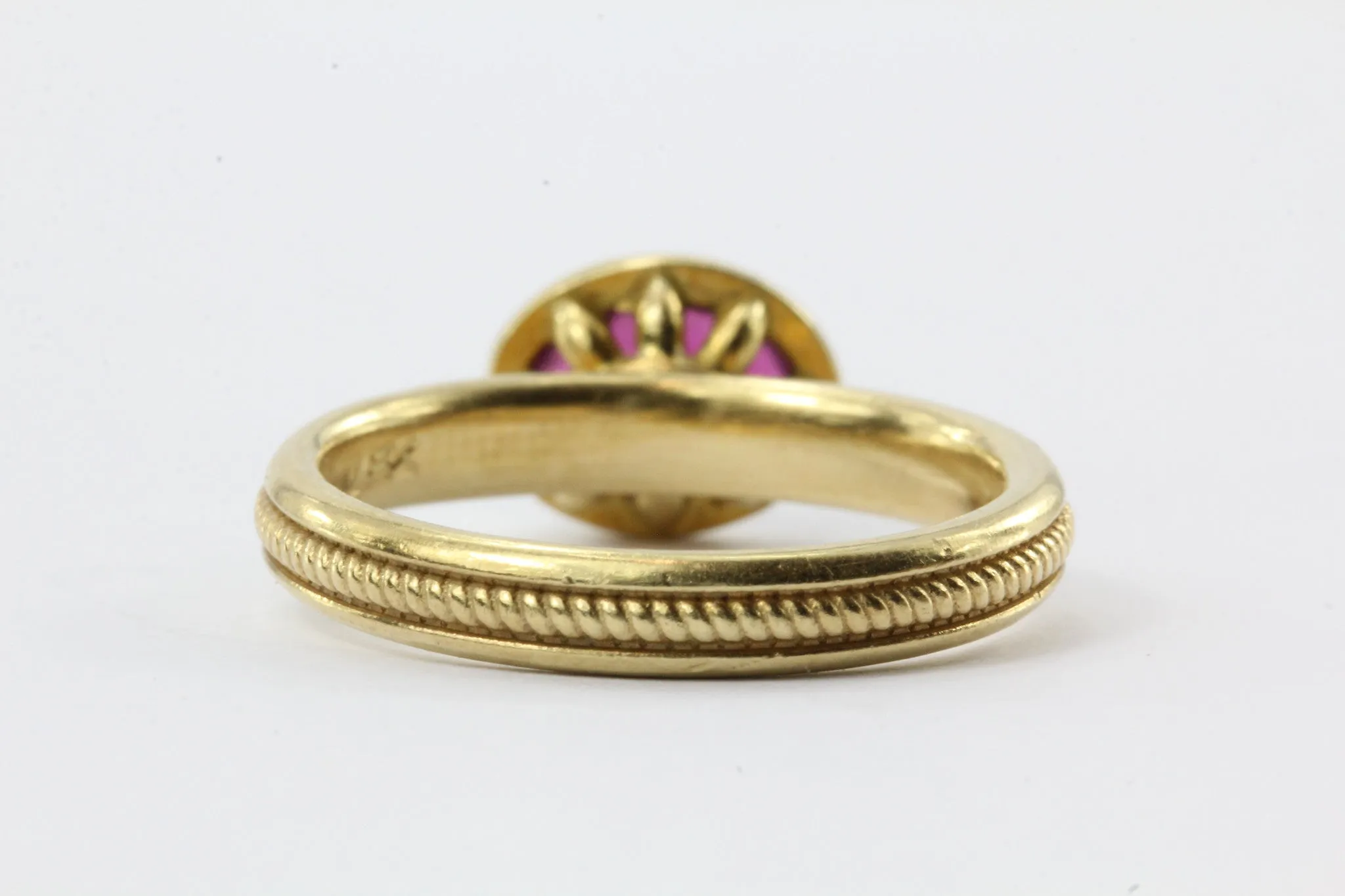 18K Gold Red Rubellite Tourmaline Ring 1.15 CTW