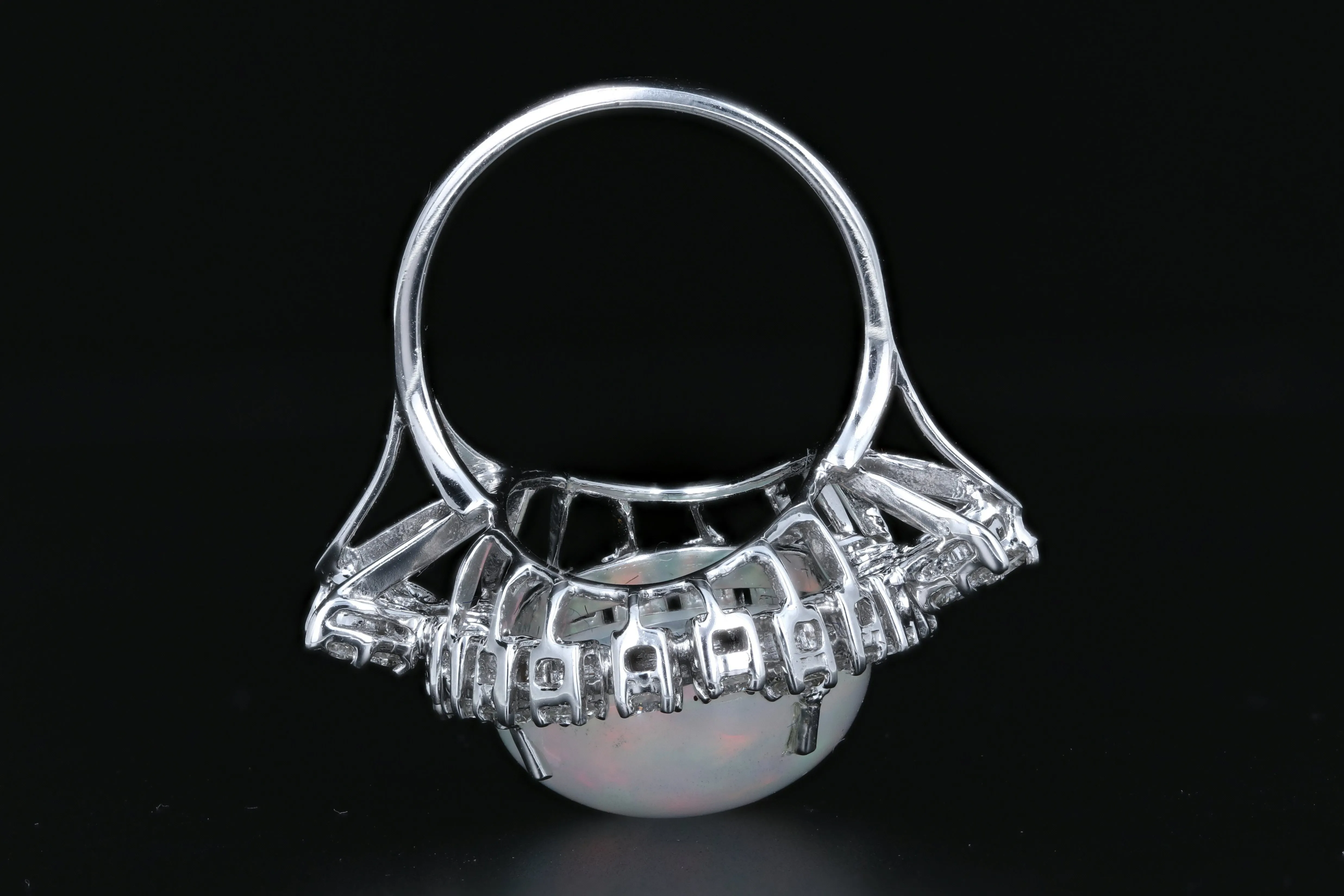 18K White Gold 13.57 CT Crystal Opal with 1.12 CTW Diamond Ring