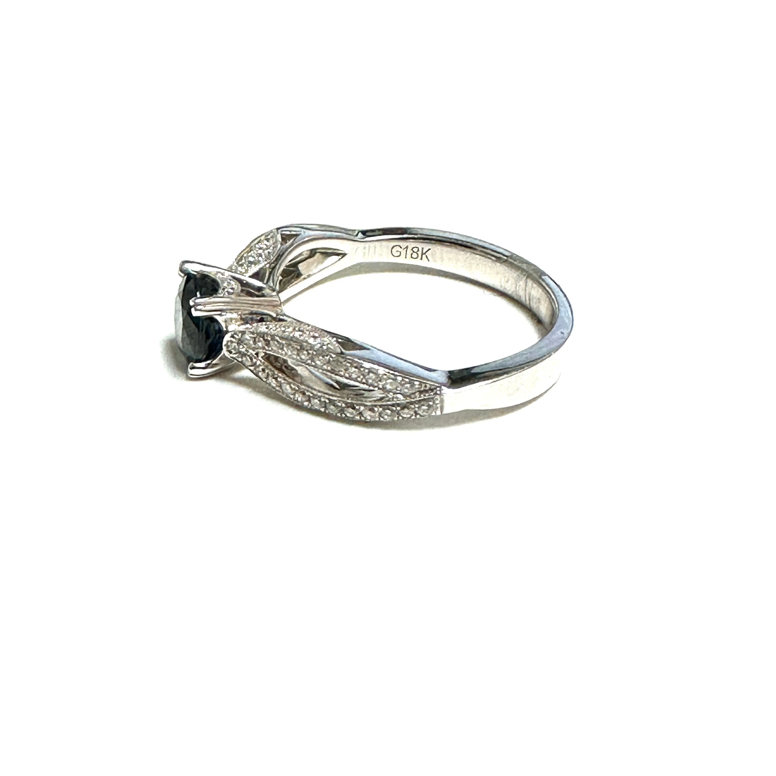 18K White Gold Diamond and Sapphire Engagement Ring