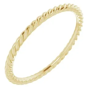 18K Yellow 1.5 mm Skinny Rope Band Size 7