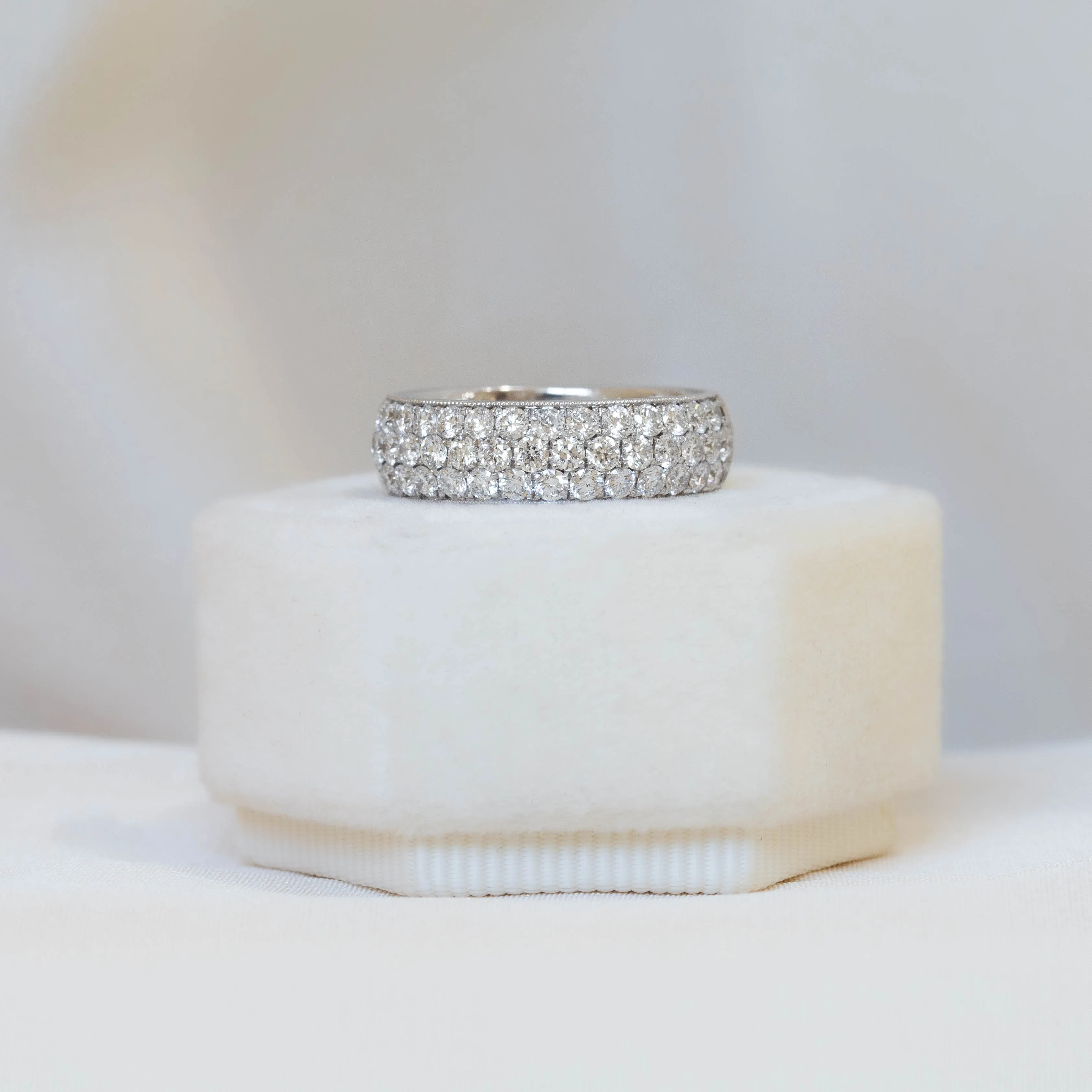 18kw 3-Row Diamond Pavé Band