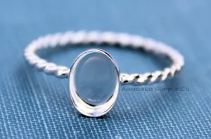 18x13mm Oval Bezel Silver ROPE Ring blank