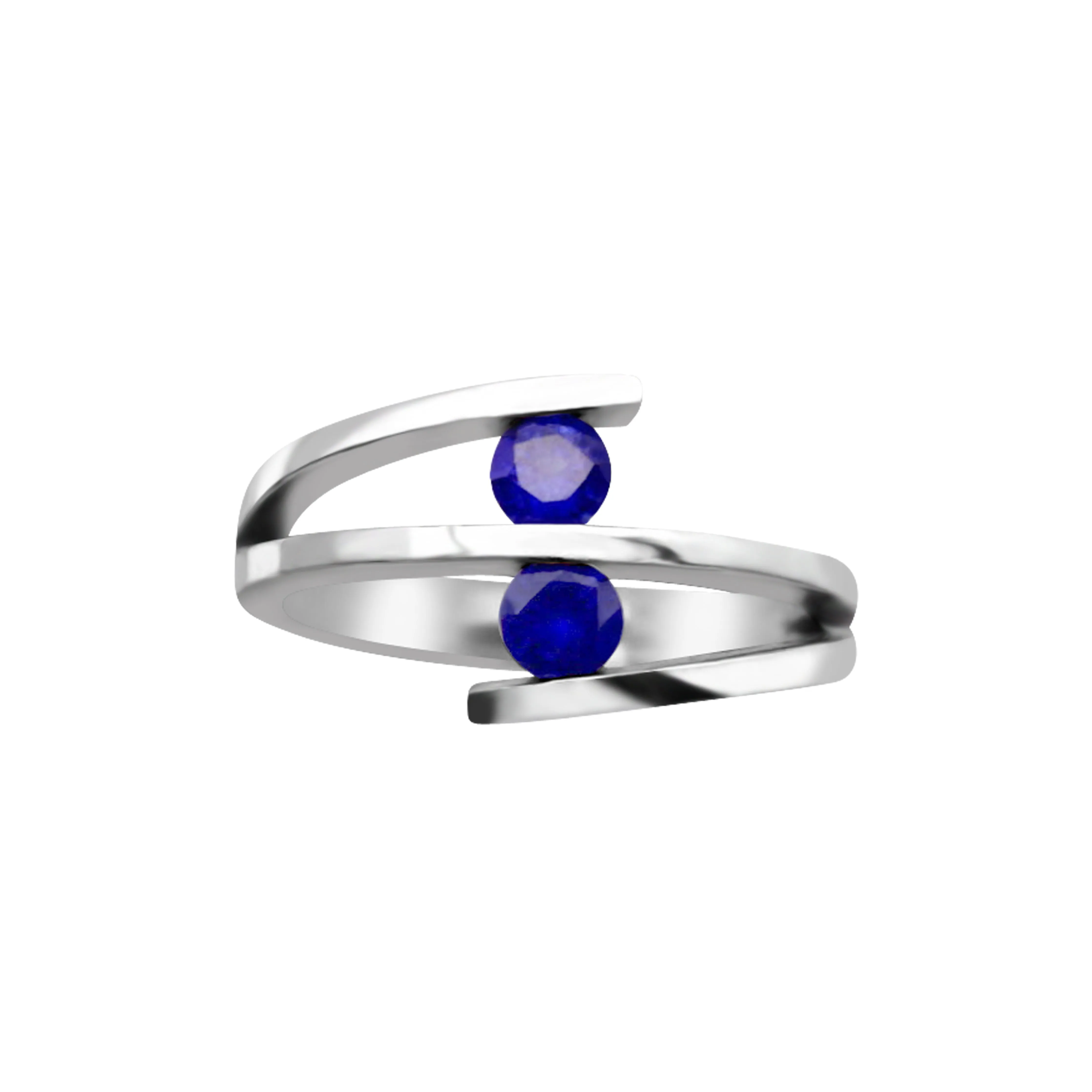 2 Gemstone Spiral Ring