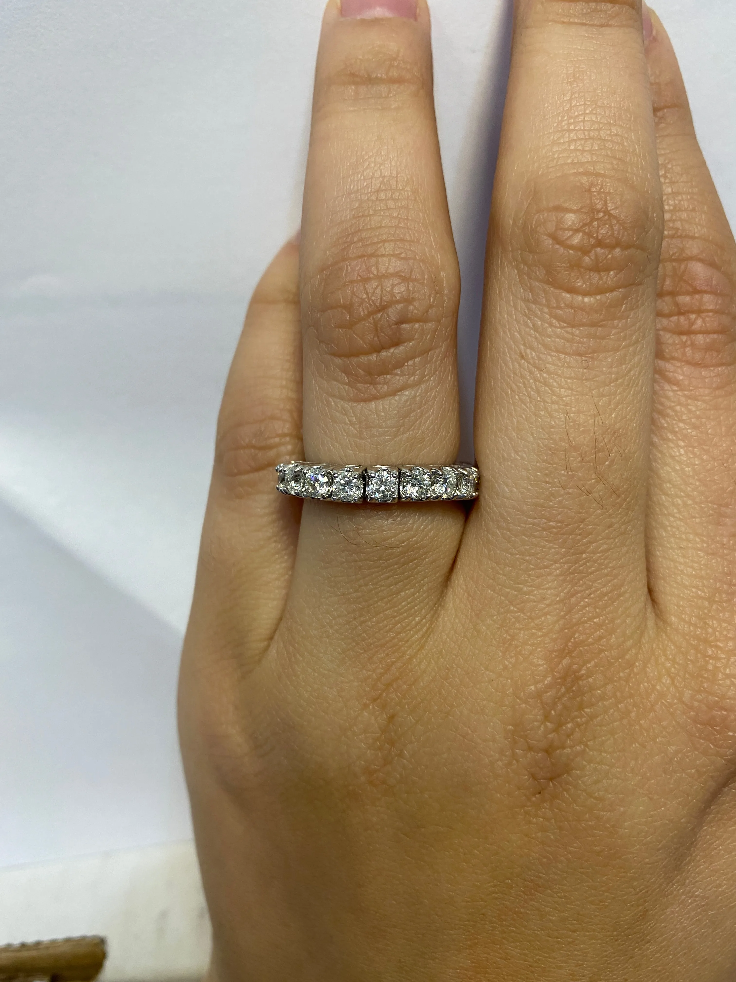 2.00 Carat Natural Diamond Stretchable Eternity Band Ring G SI 14K White Gold