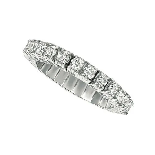 2.00 Carat Natural Diamond Stretchable Eternity Band Ring G SI 14K White Gold
