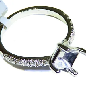 .24ct Diamond Engagement Ring 14k White Gold Semi Mount Emerald Shape