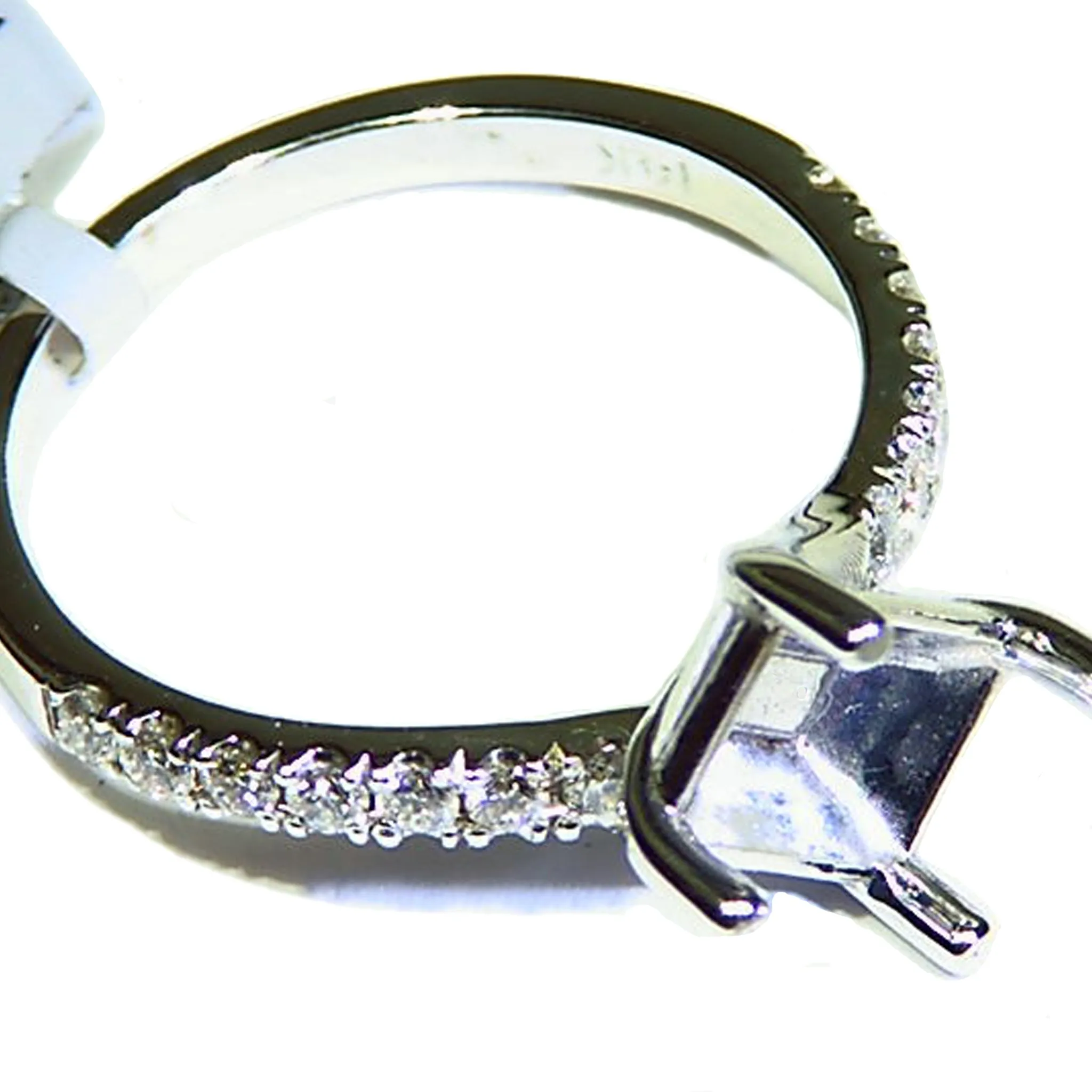 .24ct Diamond Engagement Ring 14k White Gold Semi Mount Emerald Shape