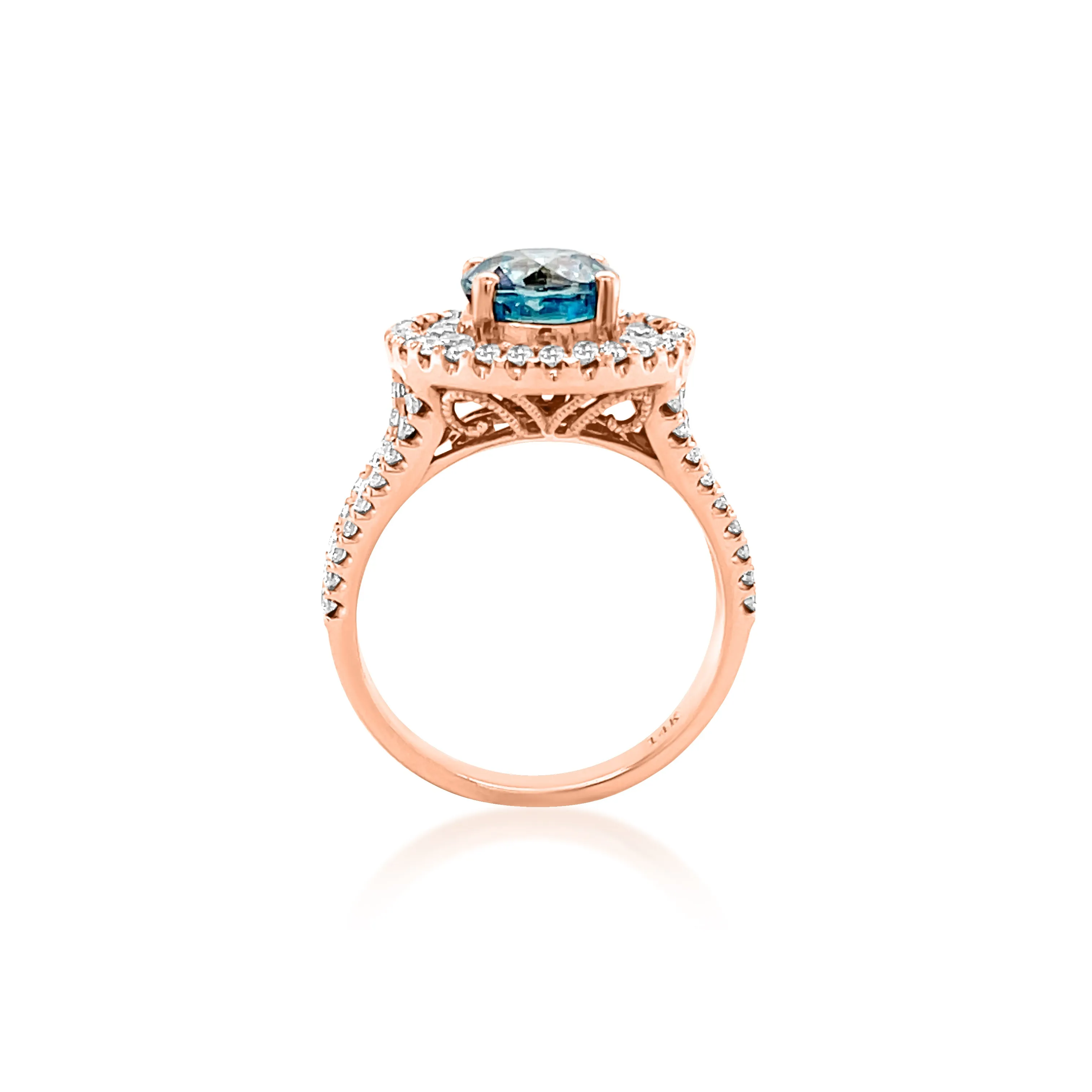2.97 Carat Blue Zircon Gemstone Ring in 14k Yellow Gold
