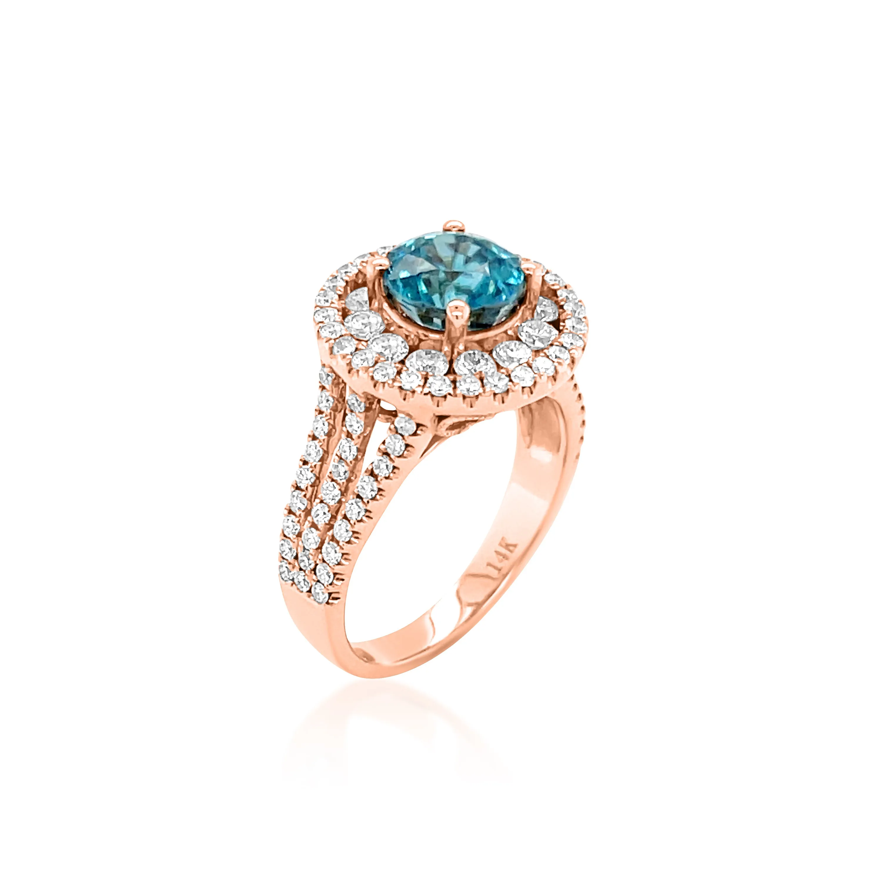 2.97 Carat Blue Zircon Gemstone Ring in 14k Yellow Gold