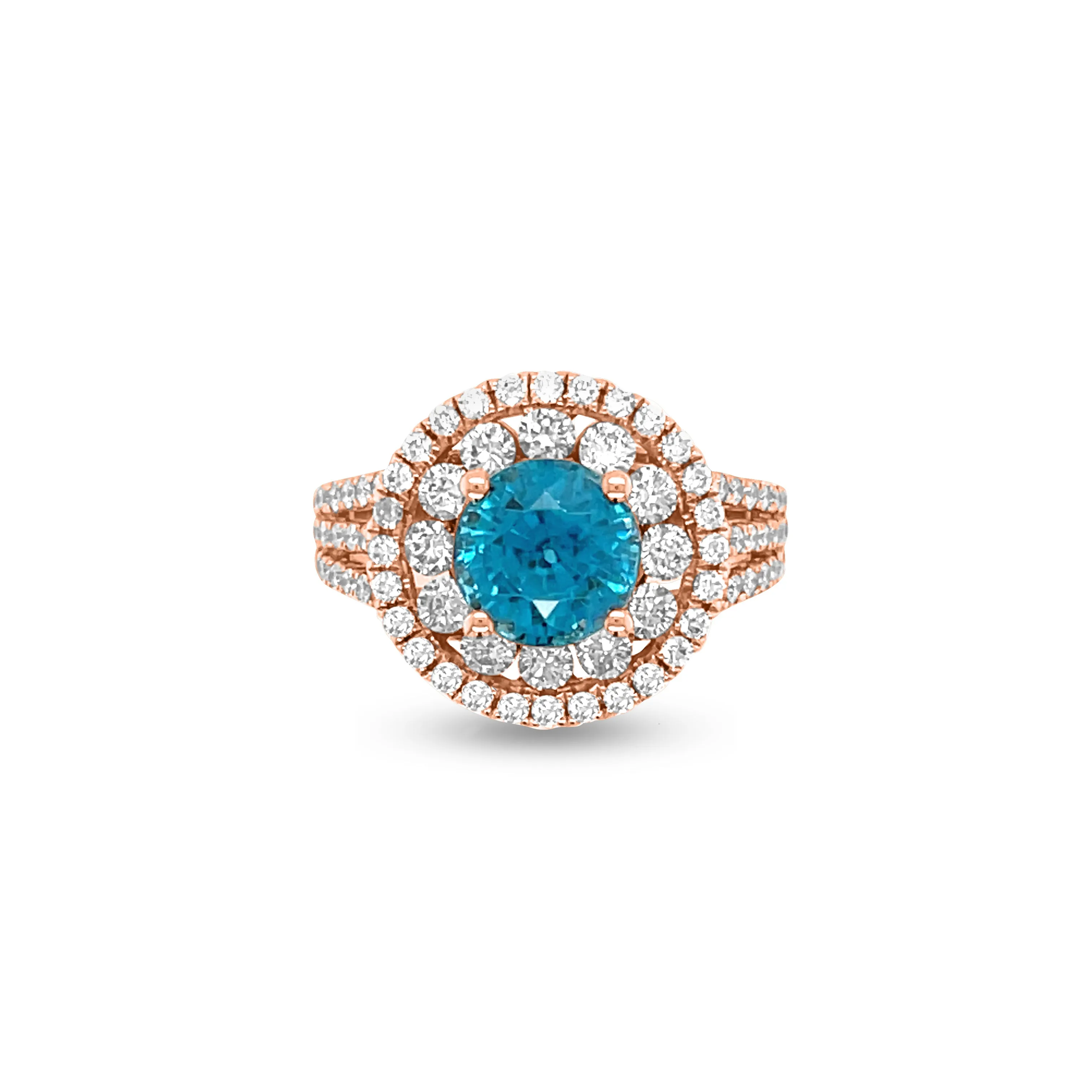 2.97 Carat Blue Zircon Gemstone Ring in 14k Yellow Gold