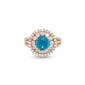 2.97 Carat Blue Zircon Gemstone Ring in 14k Yellow Gold