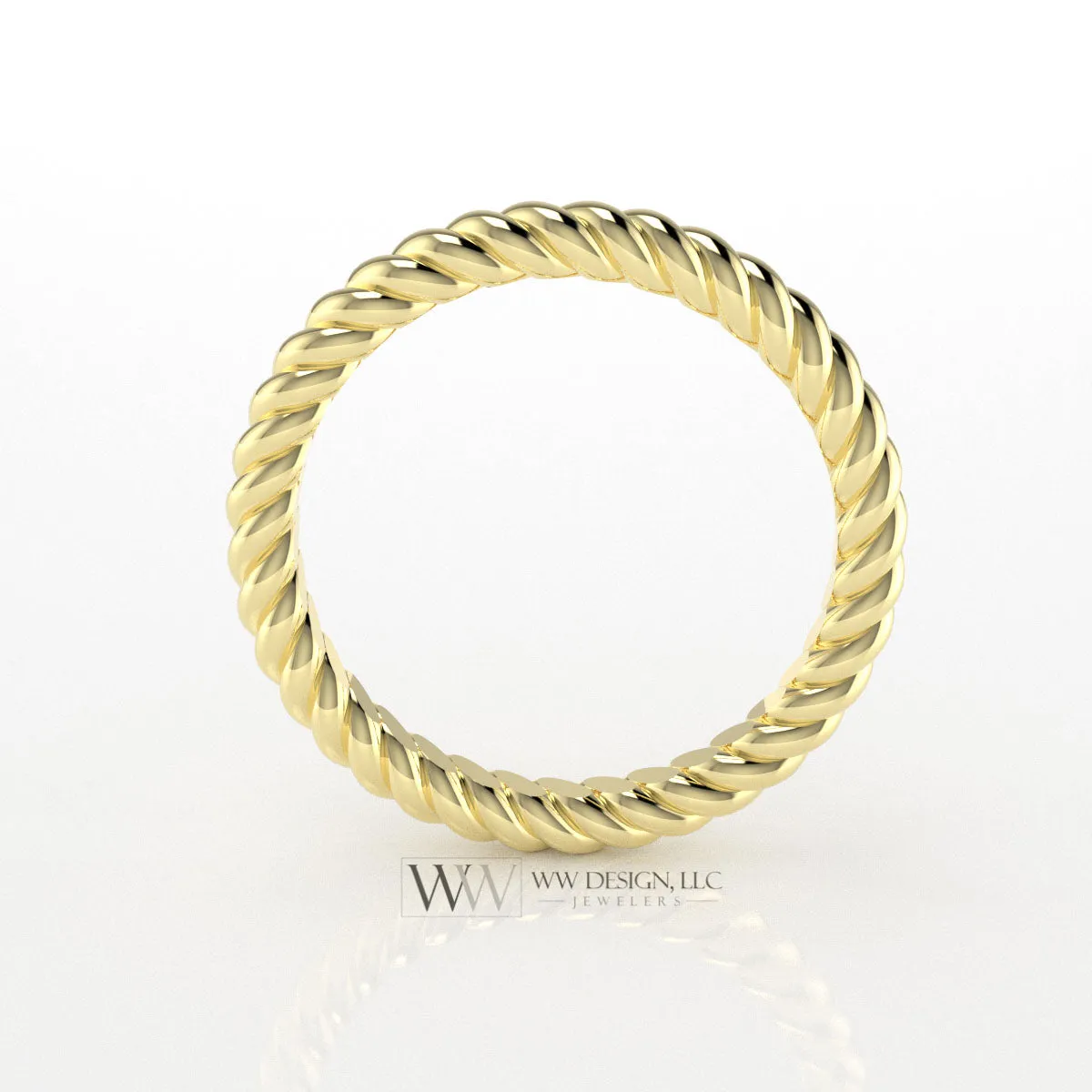 2mm Rope Ring Wedding Band - 10k, 14k, 18k, 22k Gold, Platinum, Palladium