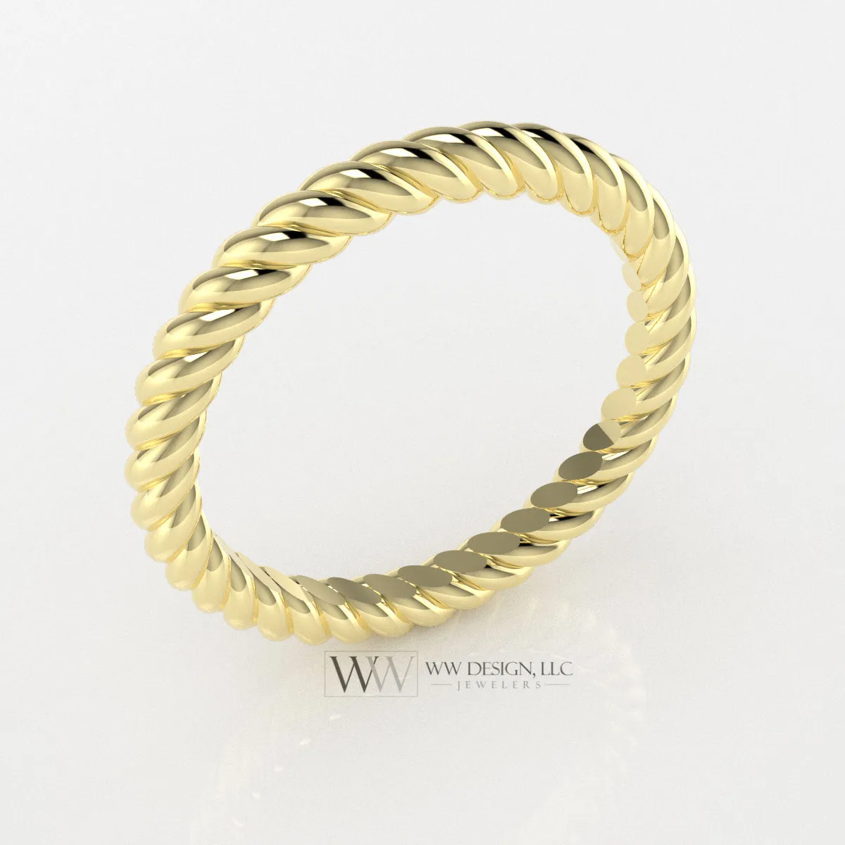 2mm Rope Ring Wedding Band - 10k, 14k, 18k, 22k Gold, Platinum, Palladium