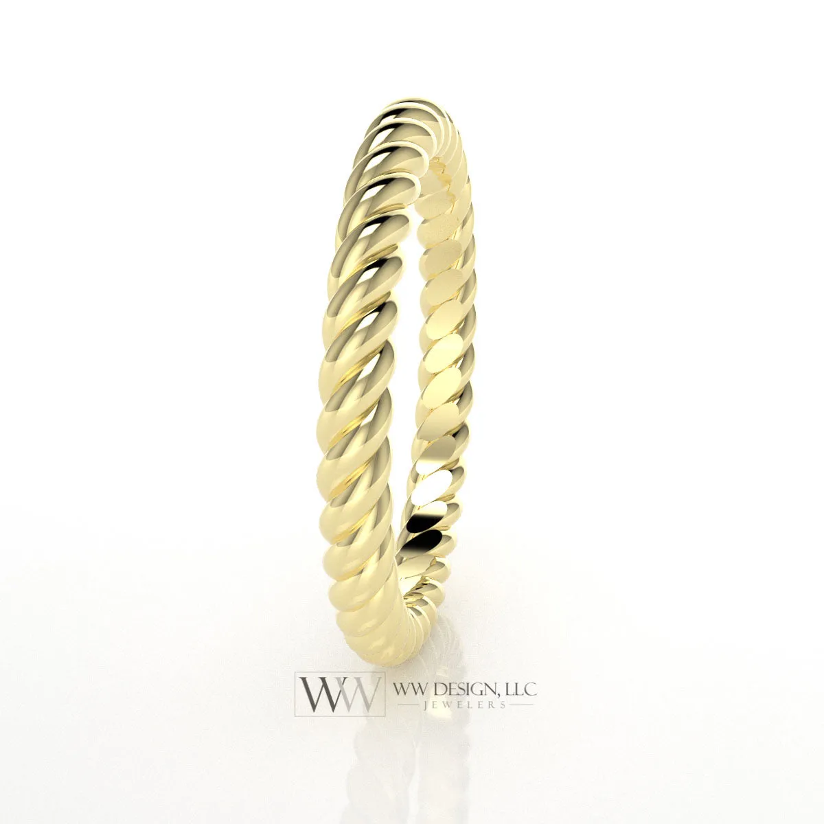 2mm Rope Ring Wedding Band - 10k, 14k, 18k, 22k Gold, Platinum, Palladium