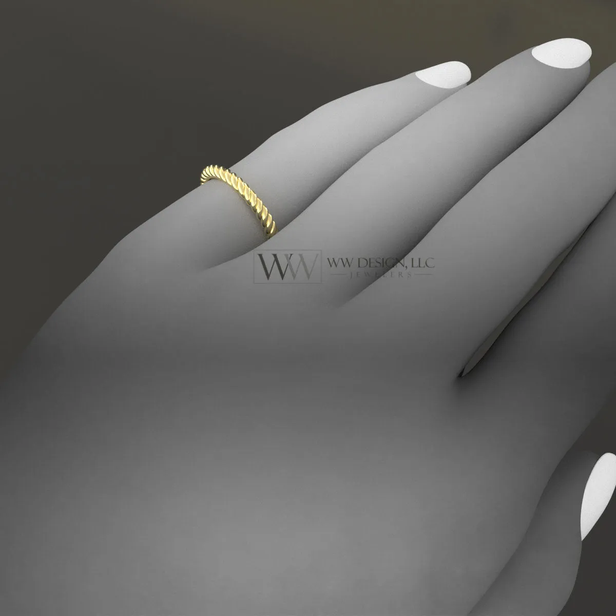 2mm Rope Ring Wedding Band - 10k, 14k, 18k, 22k Gold, Platinum, Palladium