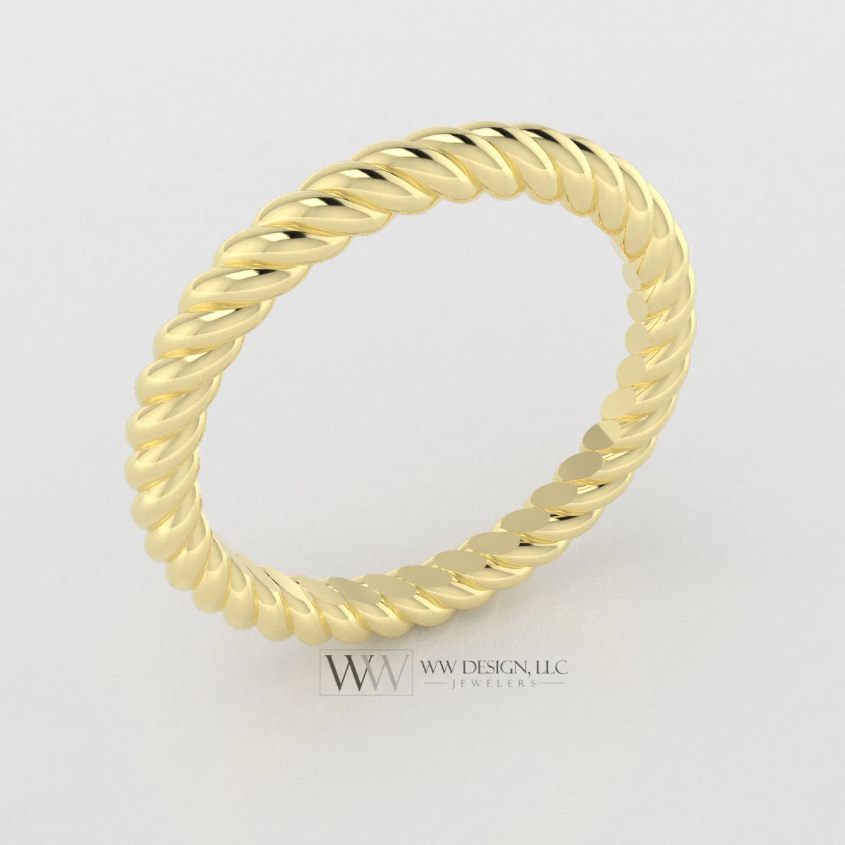 2mm Rope Ring Wedding Band - 10k, 14k, 18k, 22k Gold, Platinum, Palladium