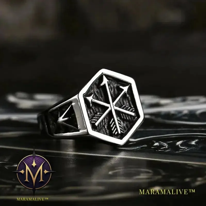 316L Stainless Steel Viking Cross Compass Runic Pirate Men's Ring Nautical Fashion Jewelry