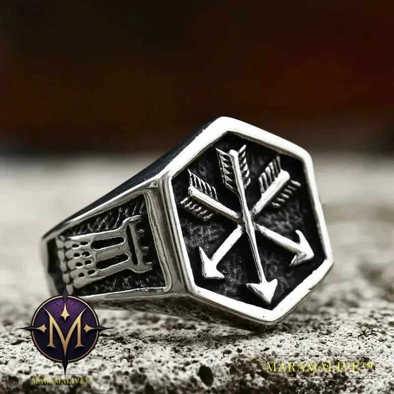 316L Stainless Steel Viking Cross Compass Runic Pirate Men's Ring Nautical Fashion Jewelry