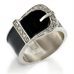 32625 High-Polished 925 Sterling Silver Ring with Top Grade Crystal in Clear