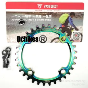 32T | 34T Oil Slick 104BCD Titanium Plated MTB Narrow Wide Chain Ring